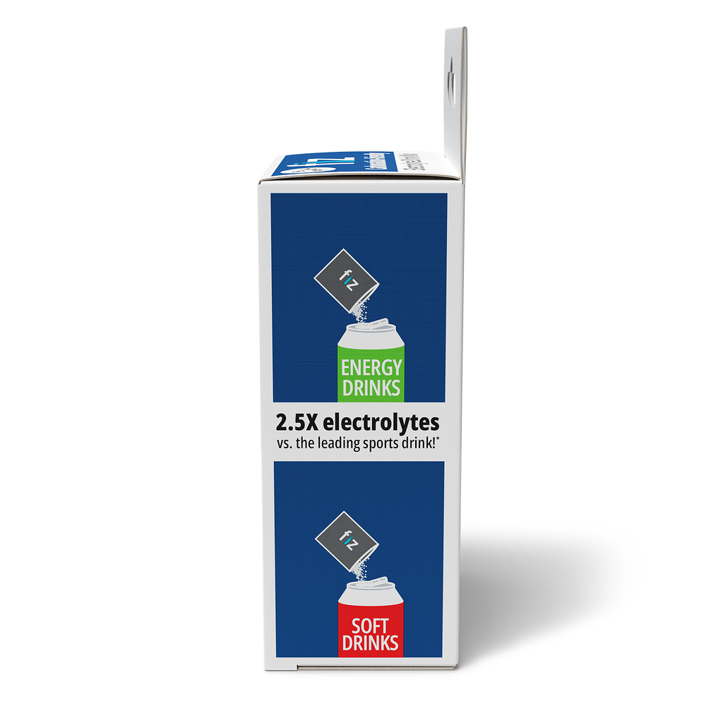 fiz product packaging with blue label and text about energy drinks and soft drinks.