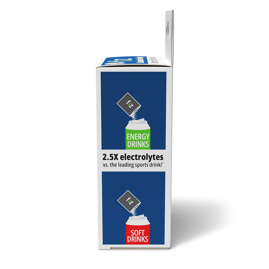 fiz product packaging with energy drink and soft drink comparisons on a white background