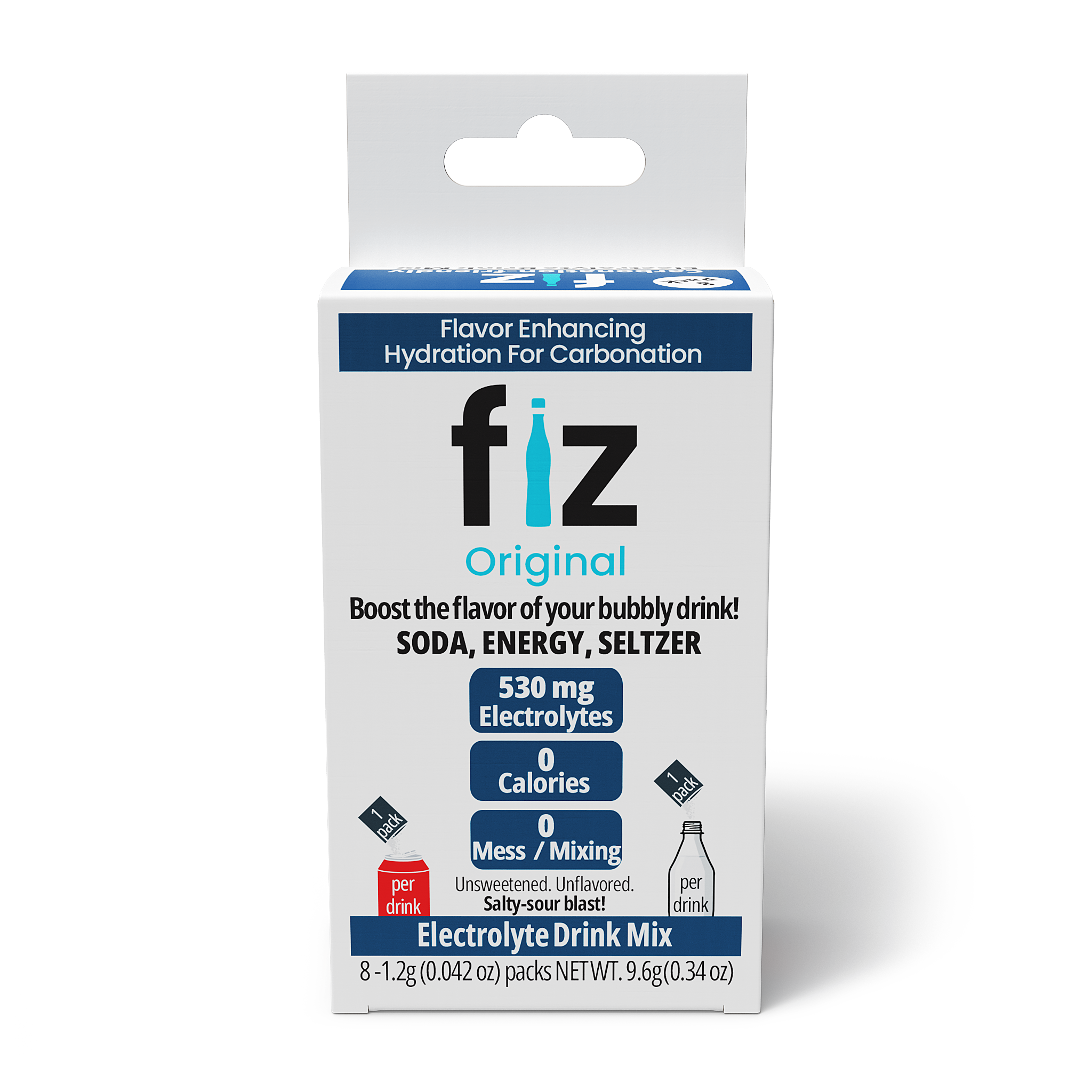 fiz electrolyte drink mix packaging on a white background