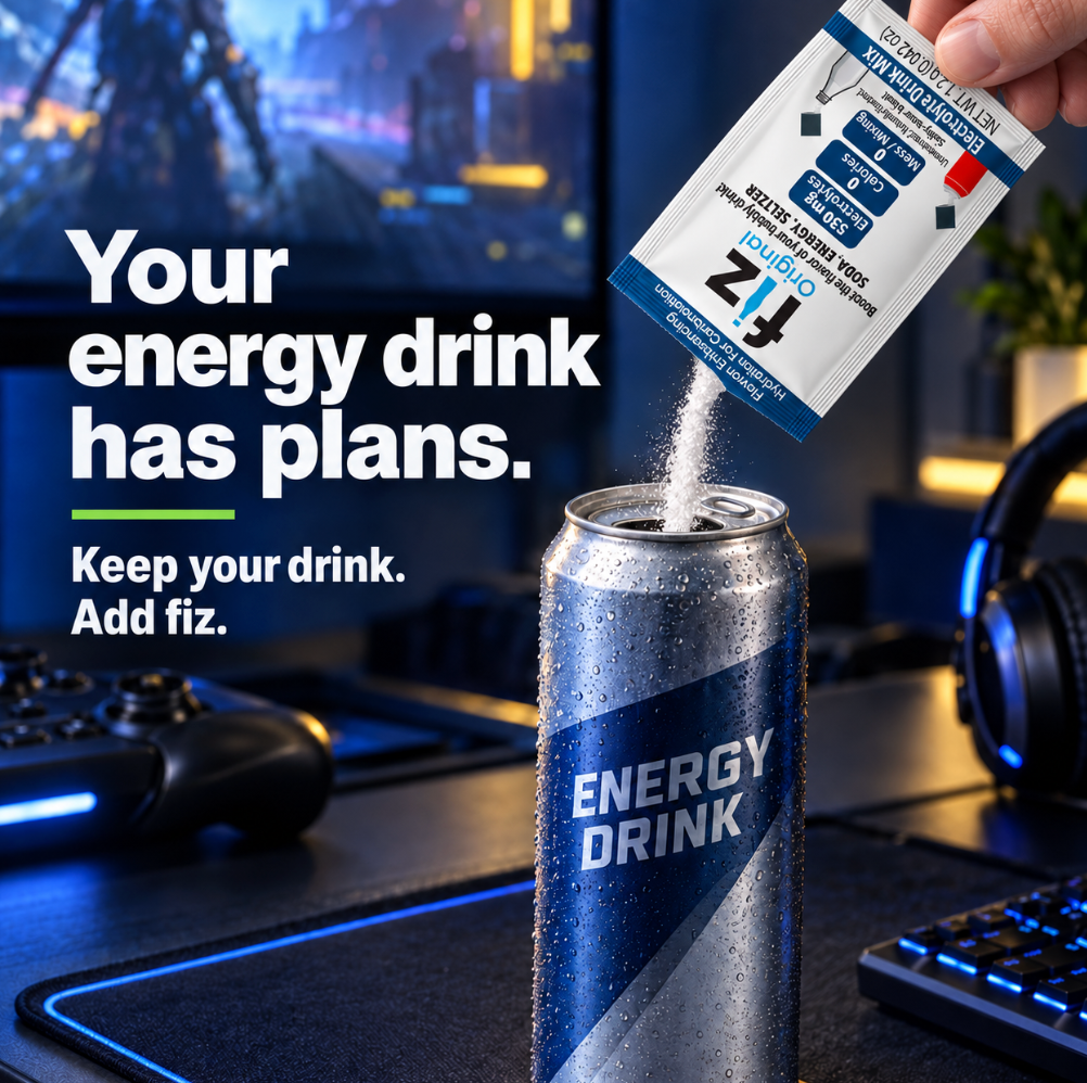 Pour fiz into your energy drink while you video game.