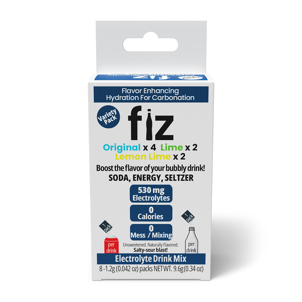 fiz electrolyte drink mix packaging on a white background