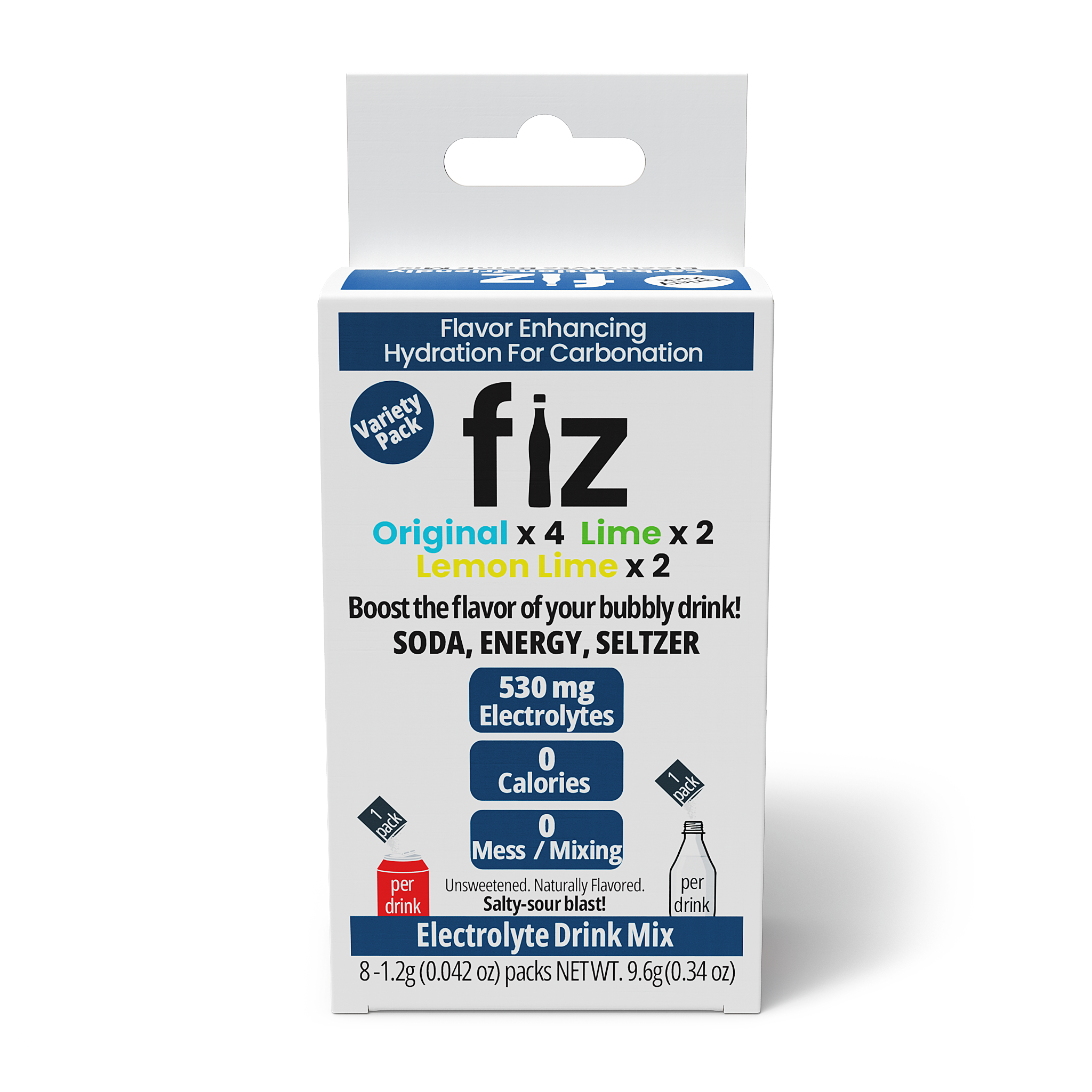 fiz electrolyte drink mix packaging on a white background